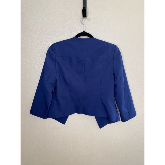 Express Womens‎ Blue Open Front Blazer Jacket 3/4 Sleeve Size 6 Polyester Blend - Picture 3 of 6